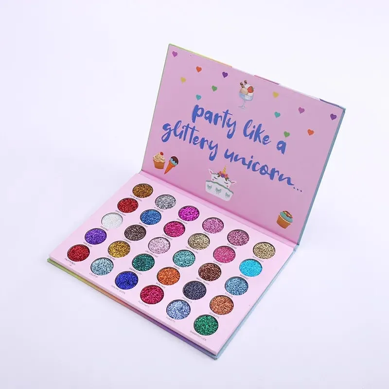 30 Color Unicorn Glitter Palette Waterproof Shimmer Monochrome Pigmented Highlighter Kit