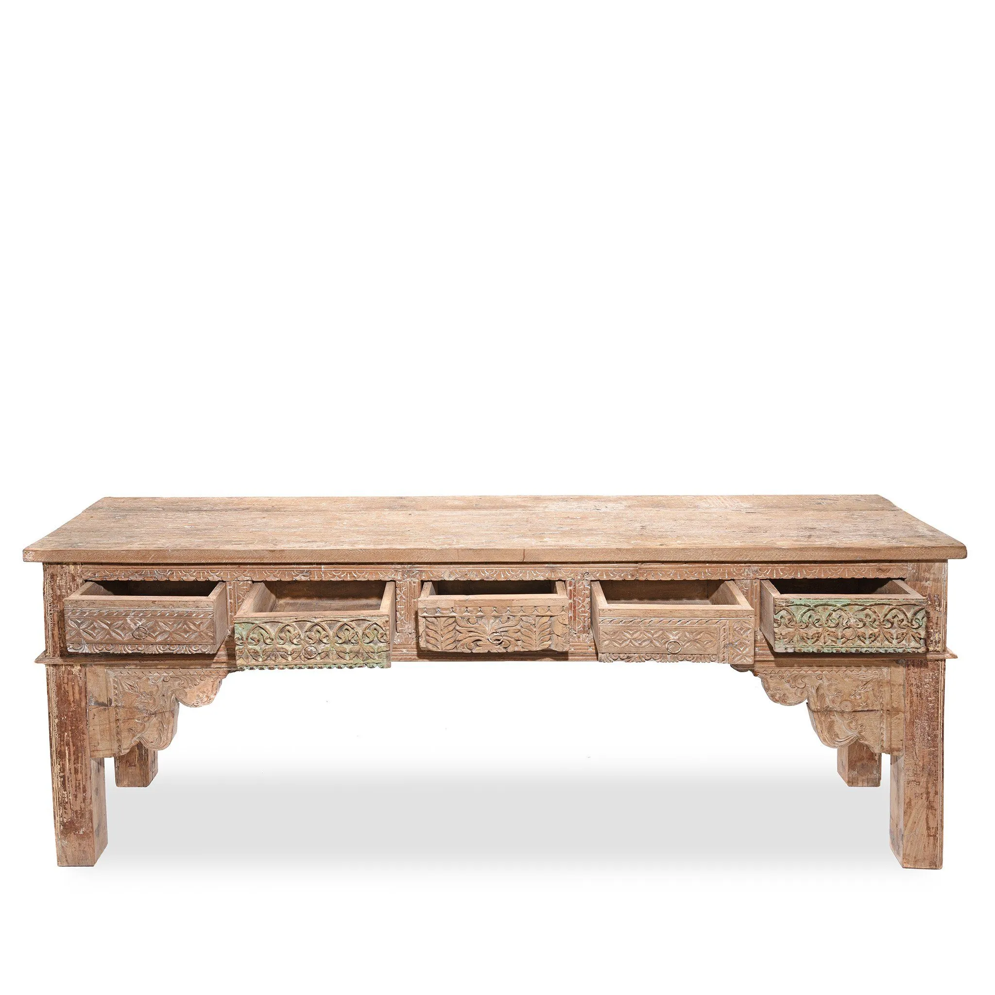5 Drawer Painted Console Table Made From Reclaimed Teak