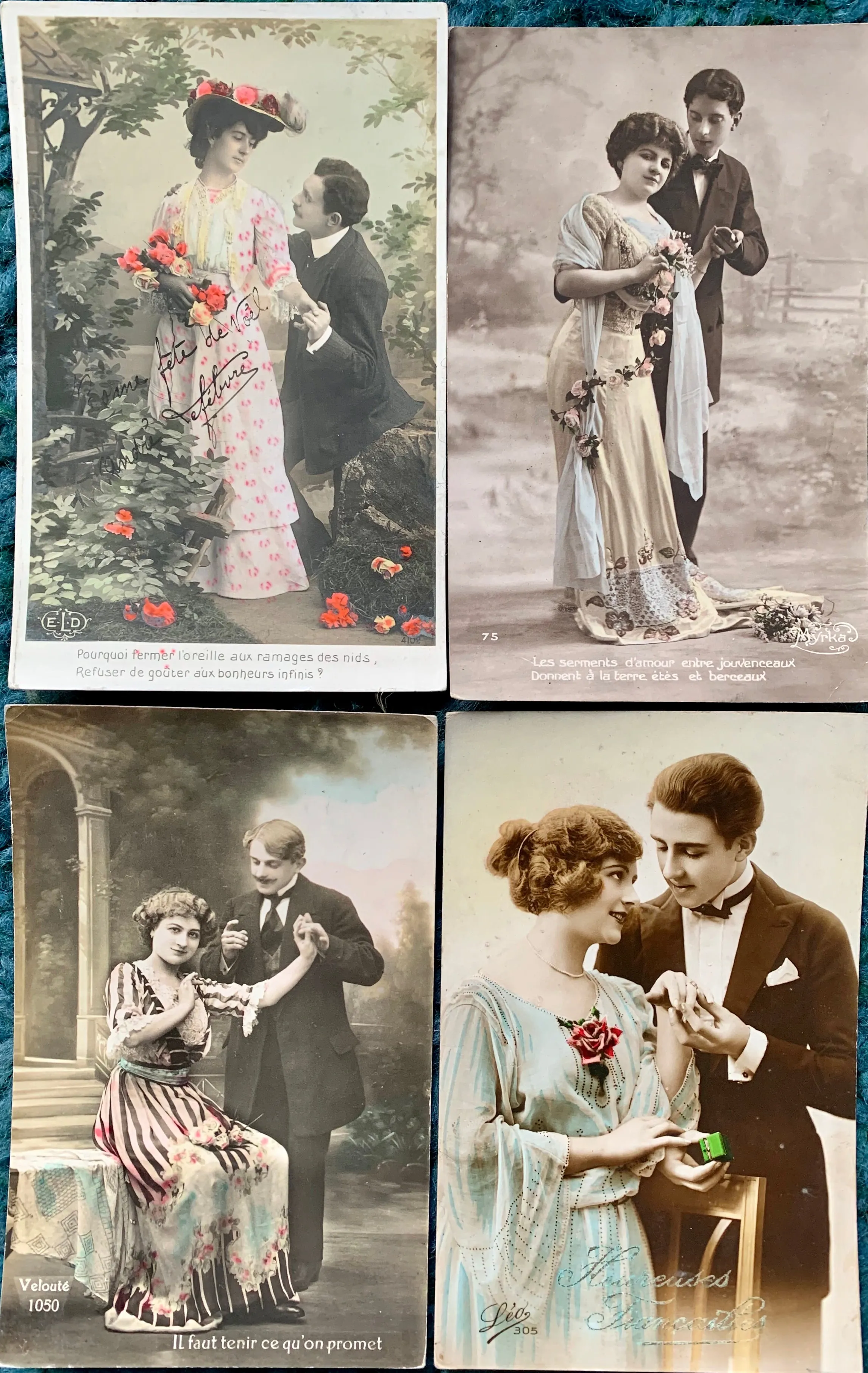 Adoring Gazes on 4  French Postcards circa 1911   (32)