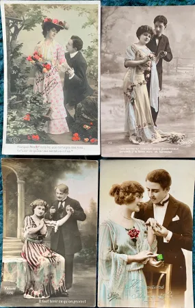 Adoring Gazes on 4  French Postcards circa 1911   (32)