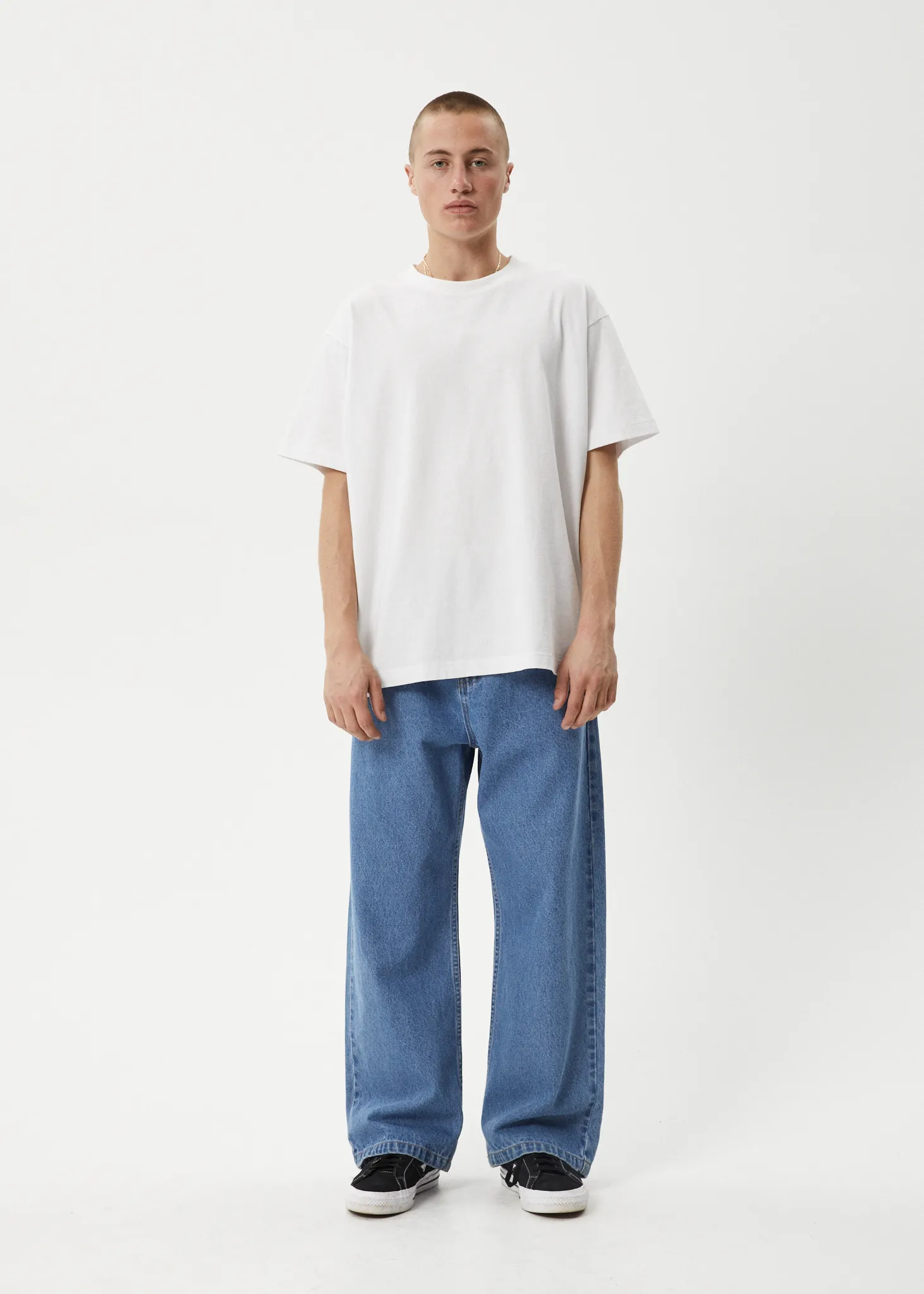 AFENDS Mens Pablo - Denim Baggy Fit Jean - Worn Blue
