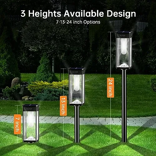 ALFIOT Solar Pathway Lights Outdoor,6 Pack Bright Solar Lights Outdoor, IP65 Waterproof Auto On/Off Solar Garden Lights Solar Powered Landscape Lighting for Yard Patio Walkway Driveway Pathway - Black
