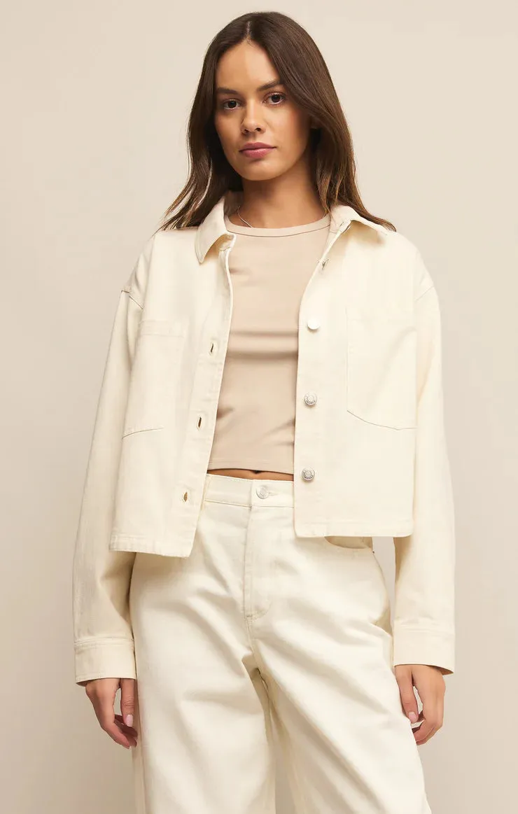 All Day Cropeed Denim Jacket - Off White