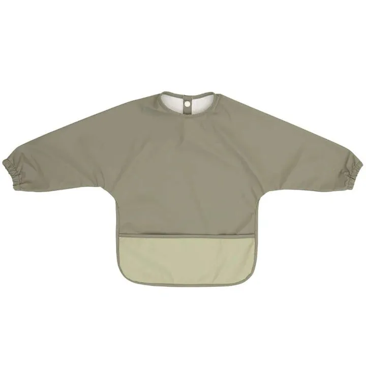 All4Ella Two-Tone Long Sleeve Waterproof Bib - Sage