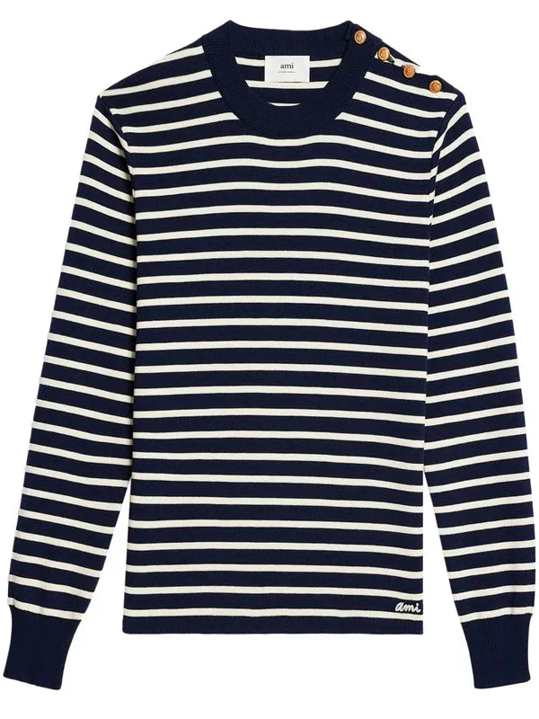 AMI PARIS Crewneck Sailor Sweater Nautic Blue