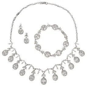 Ansley Bridal Necklace and Drop Earring and Bracelet Set