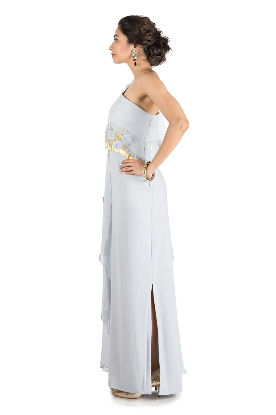 Anushree Agarwal Grey Cape Gown