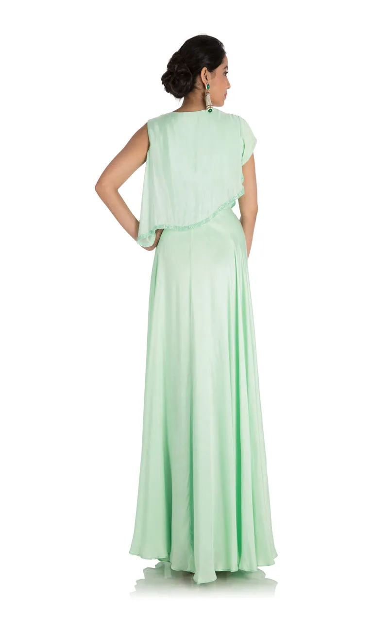 Anushree Agarwal Light Green Cape Dress
