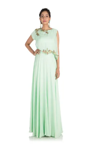 Anushree Agarwal Light Green Cape Dress