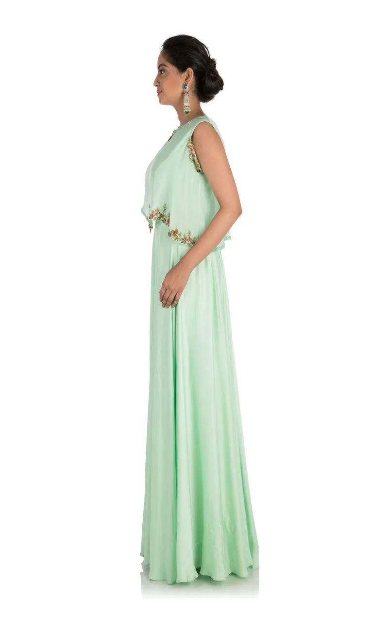 Anushree Agarwal Light Green Cape Dress