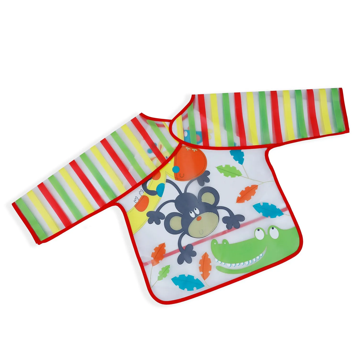 Baby Moo Crocodile Long Sleeves Waterproof Wear Me Bib - Red