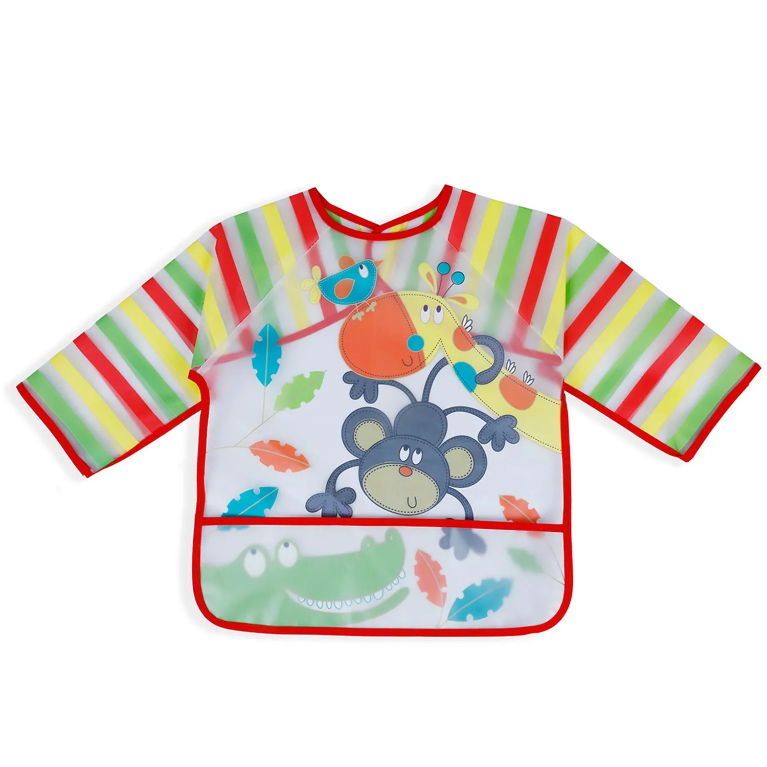 Baby Moo Crocodile Long Sleeves Waterproof Wear Me Bib - Red