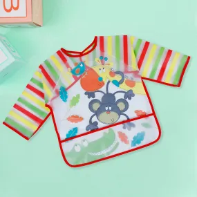 Baby Moo Crocodile Long Sleeves Waterproof Wear Me Bib - Red