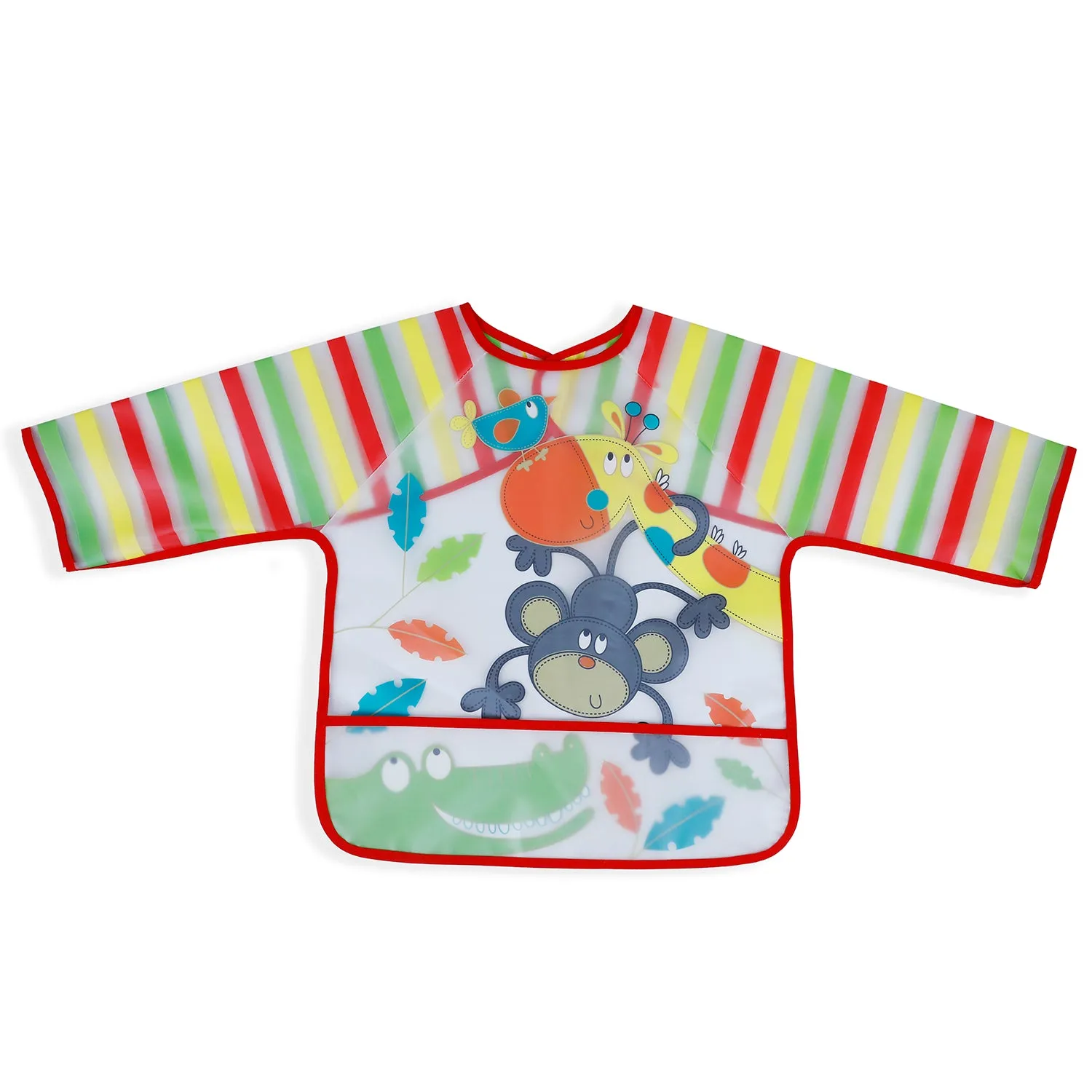 Baby Moo Crocodile Long Sleeves Waterproof Wear Me Bib - Red