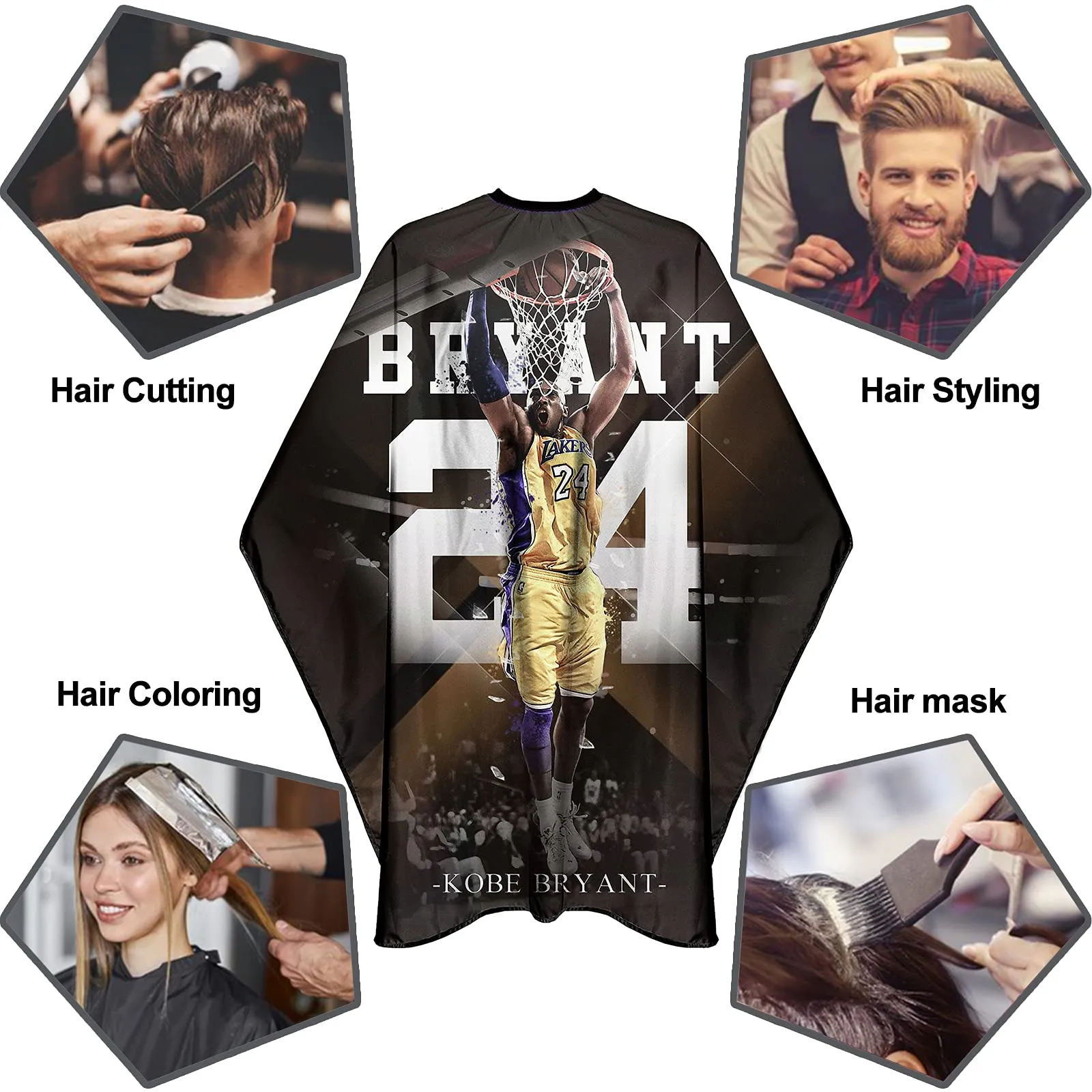 Barber Capes for Men Hair Cutting Salon Cape with Snaps Waterproof Professional Large Barber Hairdresser Gown Stylist Cape- 63”× 56”(Slam Dunk Pattern)