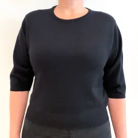 Black Cashmere Short Sleeve Jumper Large