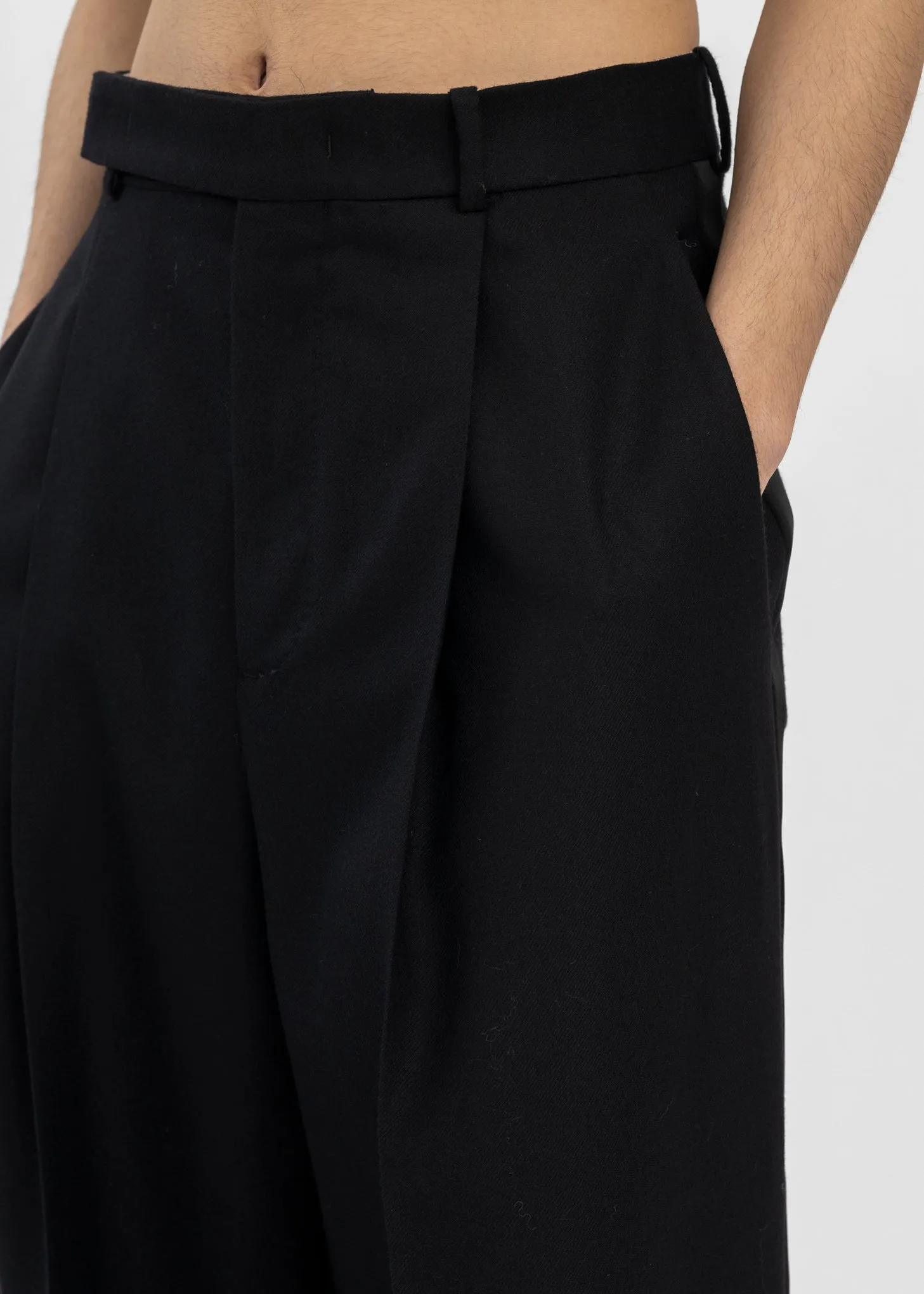 BLACK FLARE LEG TUXEDO TROUSERS