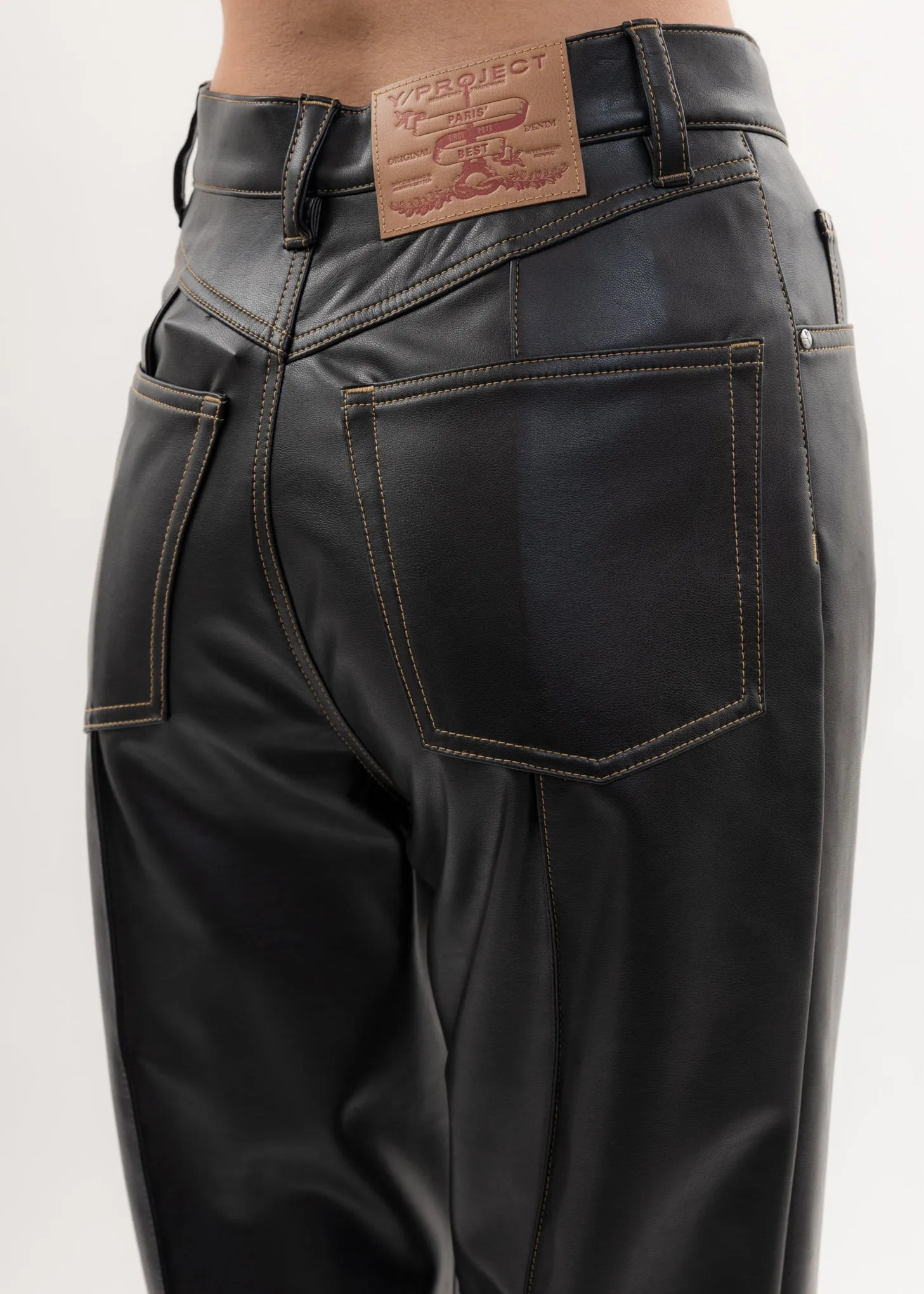 Black LEATHER TRUMPET Pants