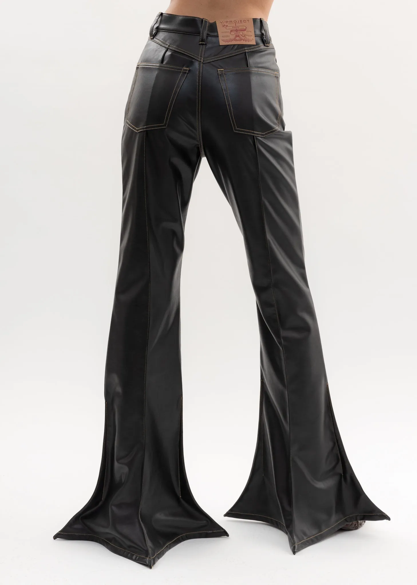 Black LEATHER TRUMPET Pants