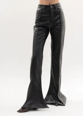 Black LEATHER TRUMPET Pants