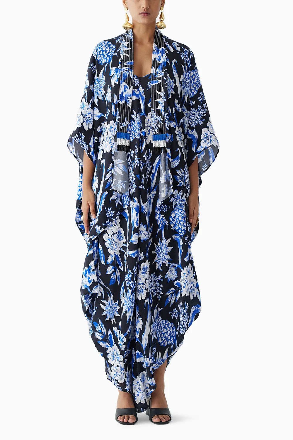 Black Pineapple Jumpsuit And Cape
