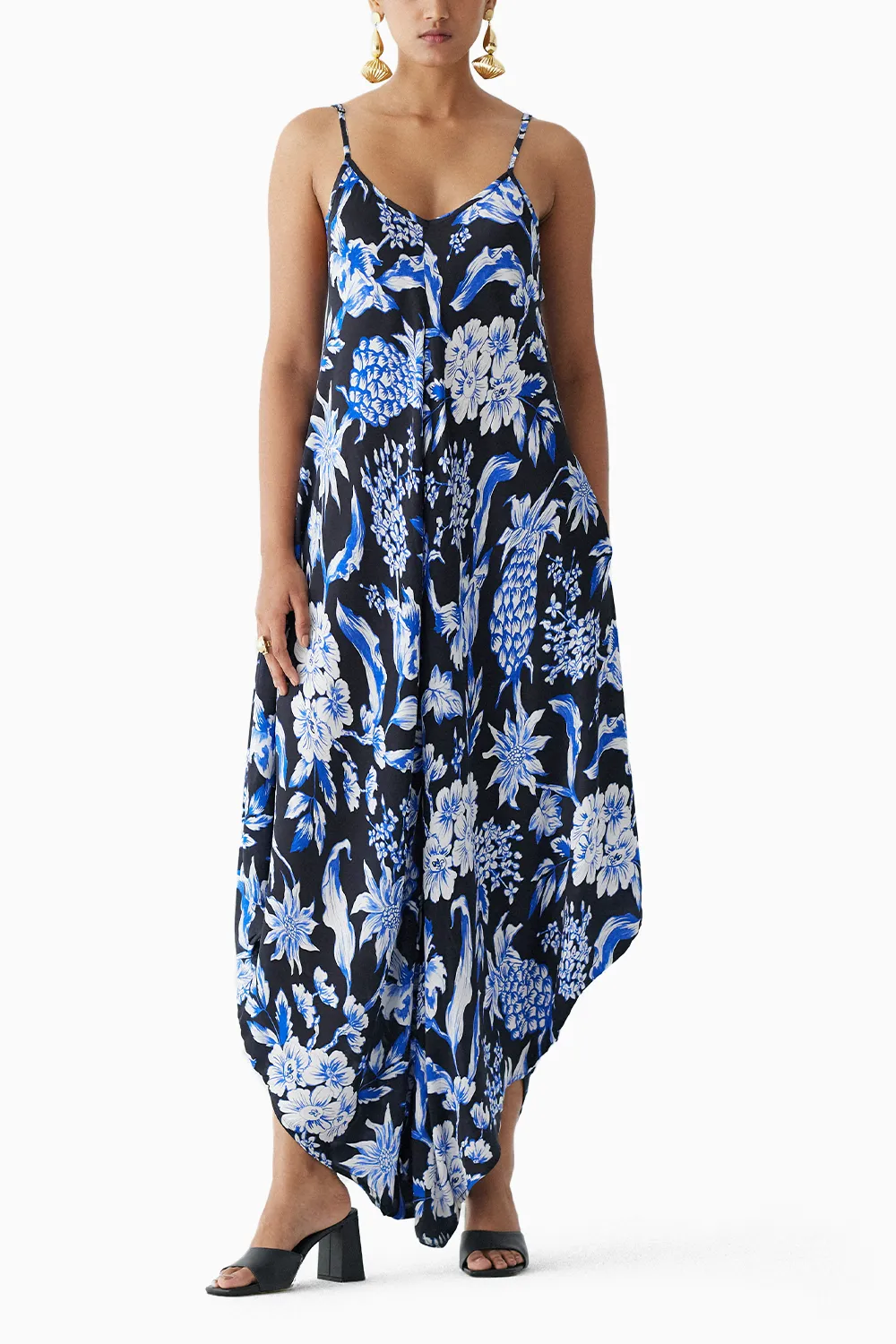 Black Pineapple Jumpsuit And Cape