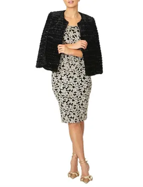 Black Sequin Faux Fur Jacket IA17202-CLEARANCE