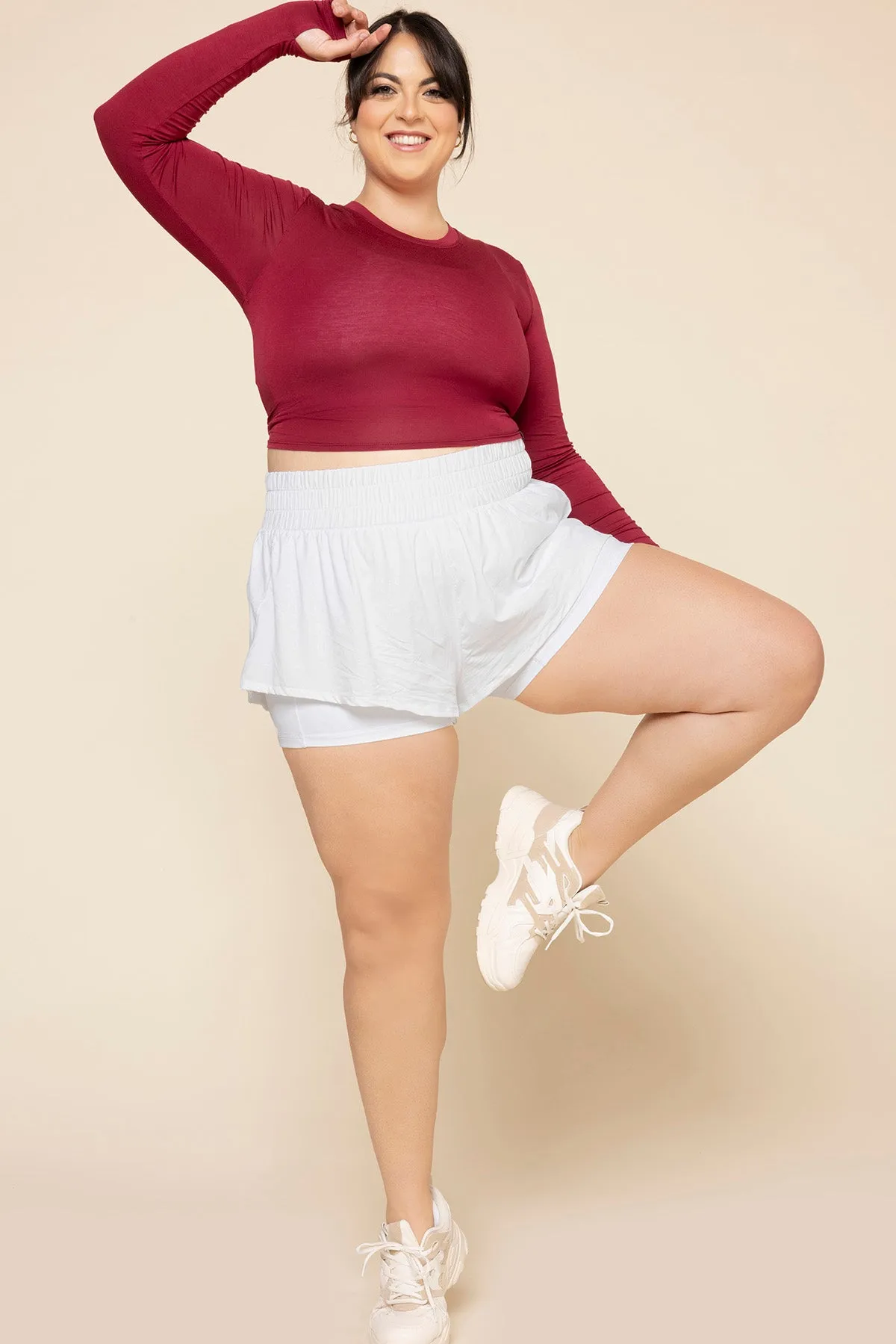 Bow Back Reversible Long Sleeve Top - Ruby