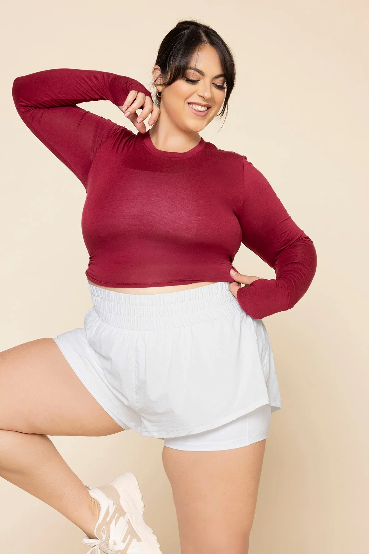 Bow Back Reversible Long Sleeve Top - Ruby