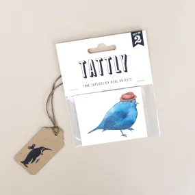 Business Bird Temporary Tattoo Pair