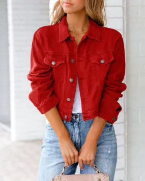 Button Slim Denim Jacket (Three Colors)