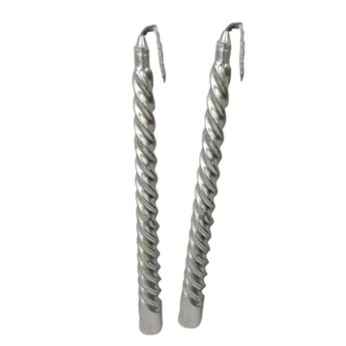 CALANDIS® 2pcs Twisted Spiral Christmas Taper Wax Candle Candlelight Dinner Decor Silver