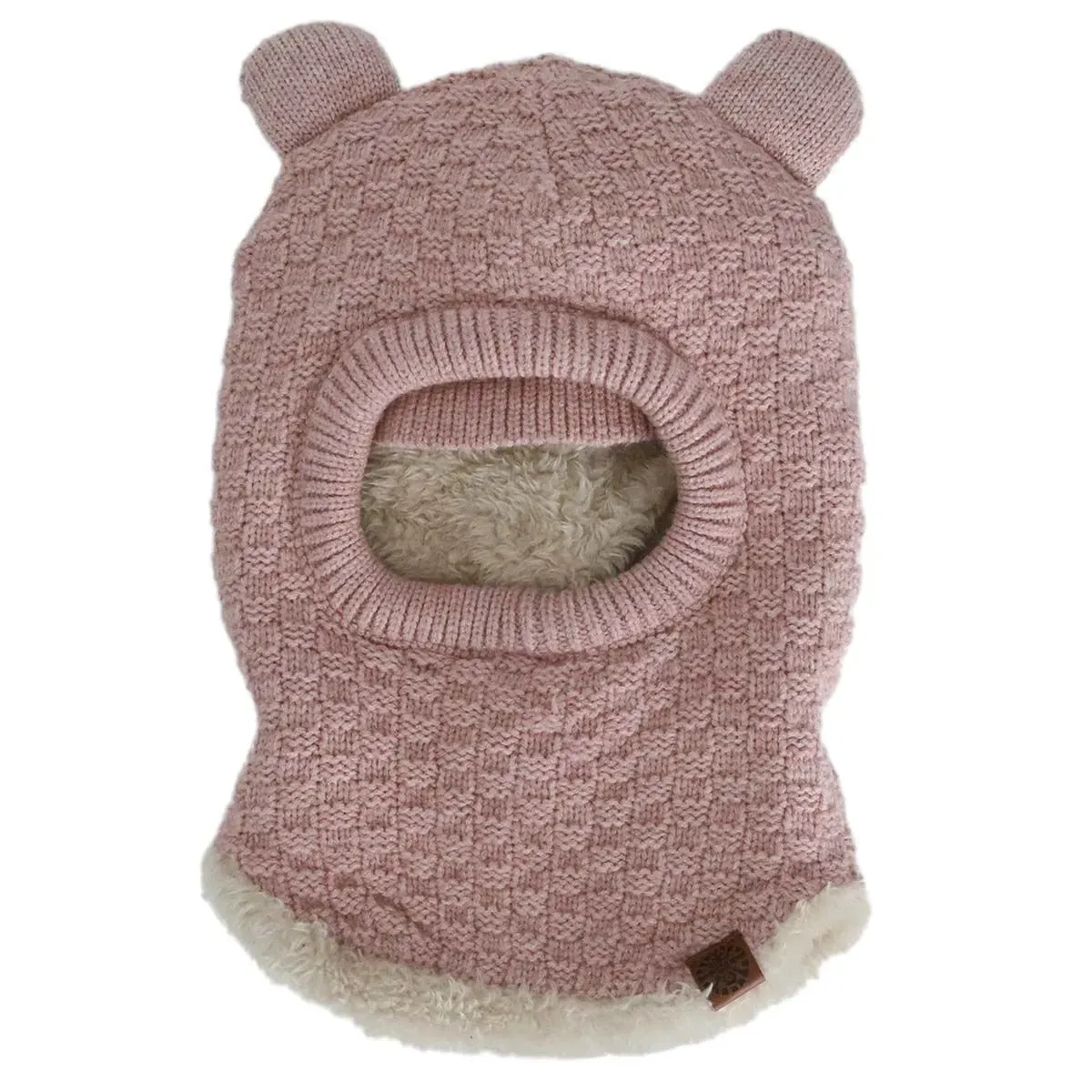 Calikids Bear Weave Knit Balaclava - Black, Pink