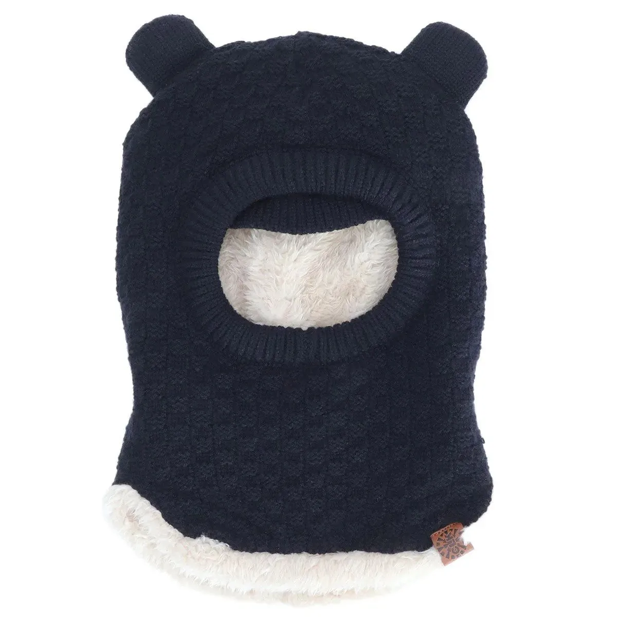 Calikids Bear Weave Knit Balaclava - Black, Pink