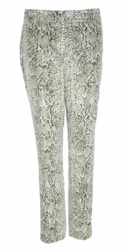 Calvin Klein Women's Slim Fit Metallic Snake Embossed Pants Blavk Beige Size 6