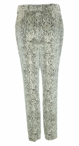 Calvin Klein Women's Slim Fit Metallic Snake Embossed Pants Blavk Beige Size 6