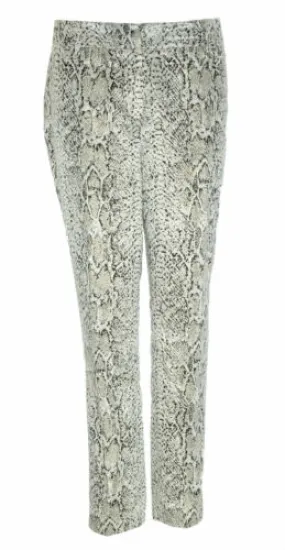 Calvin Klein Women's Slim Fit Metallic Snake Embossed Pants Blavk Beige Size 6
