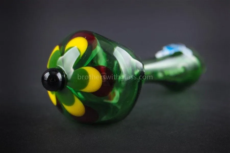 Chameleon Glass Jamaican Soul Flower Hand Pipe - Green