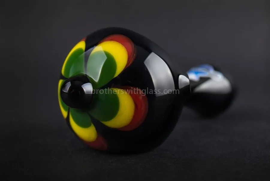Chameleon Glass Jamaican Soul Flower Hand Pipe - Onyx