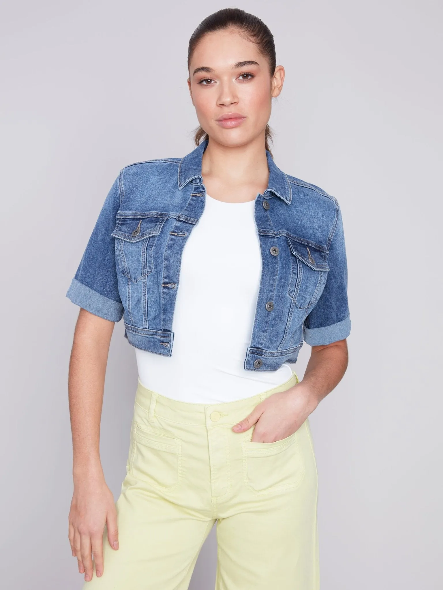 Charlie B Women's Crop Denim Jacket