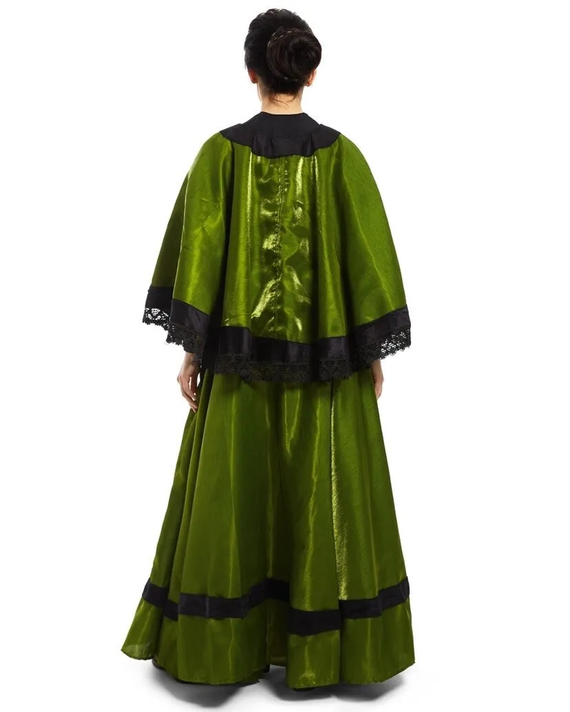 Civil War - Historical Reenactment - Dickens - Victorian Women Costume - Fantasy Cosplay Organza Skirt Cape & Sash - Reminisce Brand