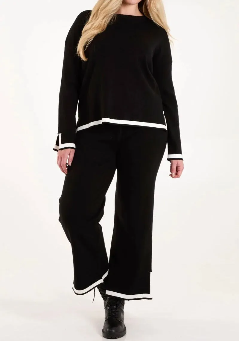 Contrast Boarder Knitted Co-Ordinating Two Piece Set (2 Colours)
