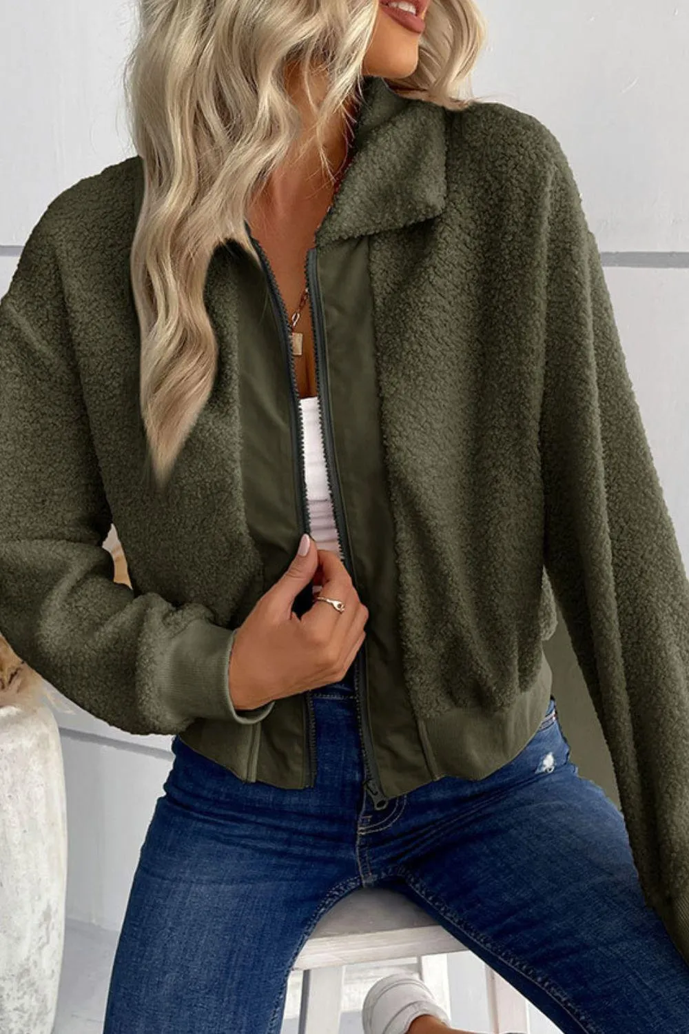 Cuddly Cropped Sherpa Jacket