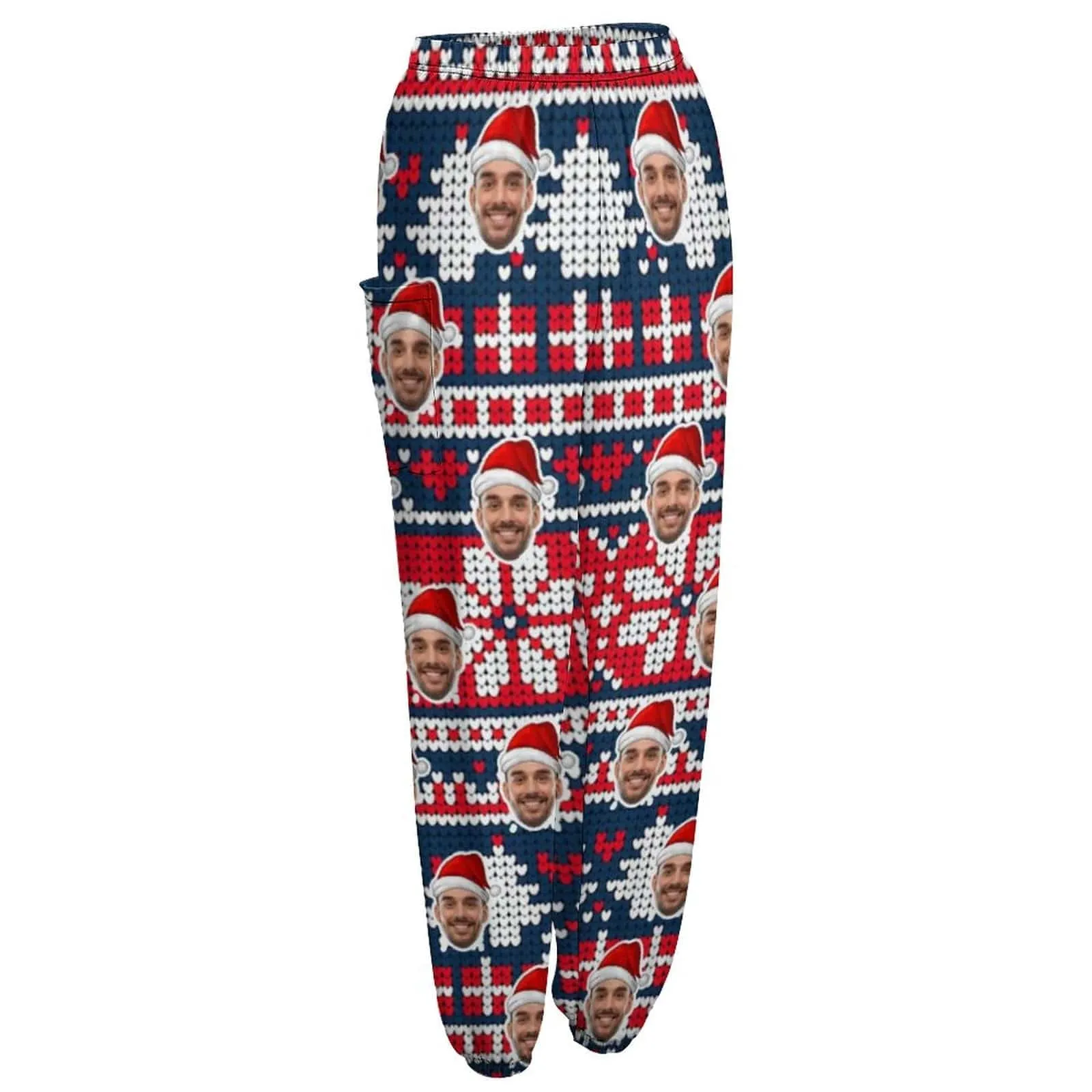 Custom Face Snowflake Christmas Elements Women's Jogger Casual Trousers Sport Pants With Pocket