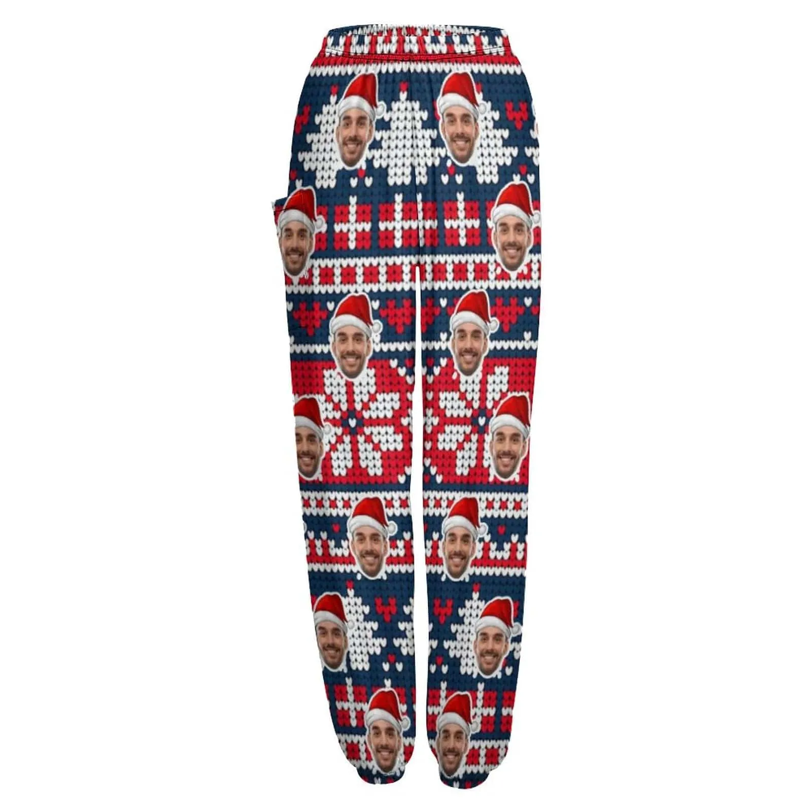 Custom Face Snowflake Christmas Elements Women's Jogger Casual Trousers Sport Pants With Pocket