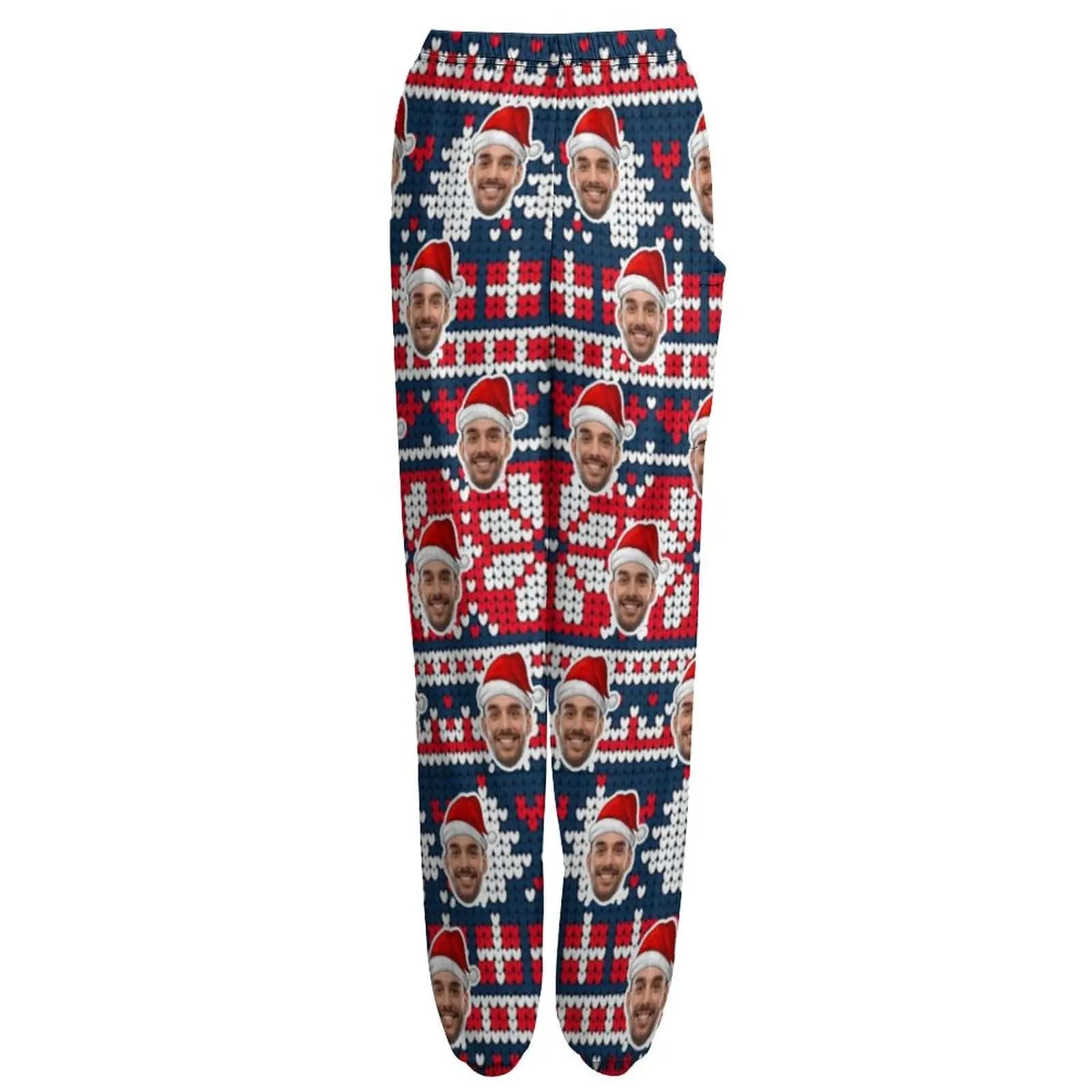 Custom Face Snowflake Christmas Elements Women's Jogger Casual Trousers Sport Pants With Pocket