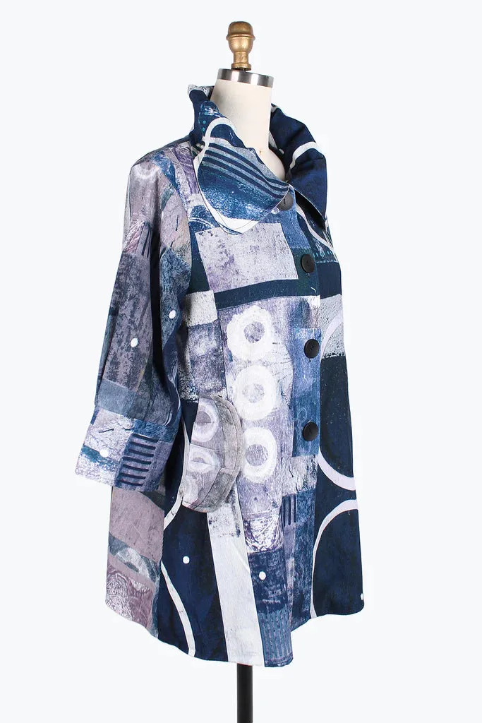 DAMEE Mixed Pattern Micro-Cord Swing JKT-4841-BLUE