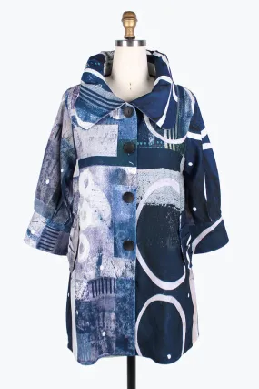 DAMEE Mixed Pattern Micro-Cord Swing JKT-4841-BLUE