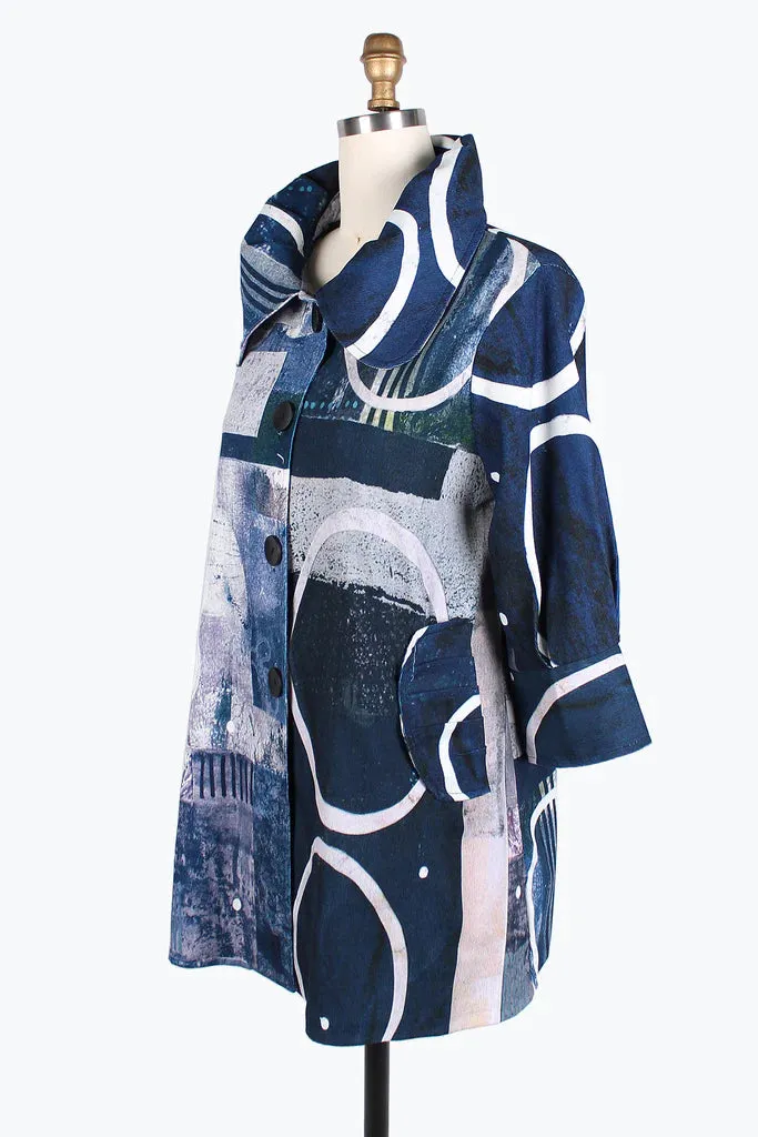 DAMEE Mixed Pattern Micro-Cord Swing JKT-4841-BLUE