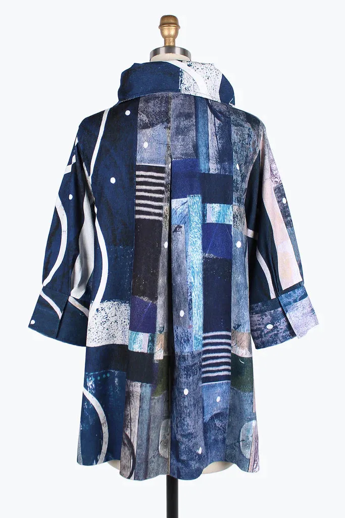DAMEE Mixed Pattern Micro-Cord Swing JKT-4841-BLUE